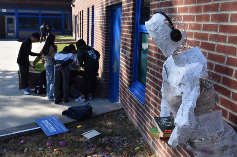 Ghost sculptures haunt Herricks High School Ghost sculptures haunt Herricks High School