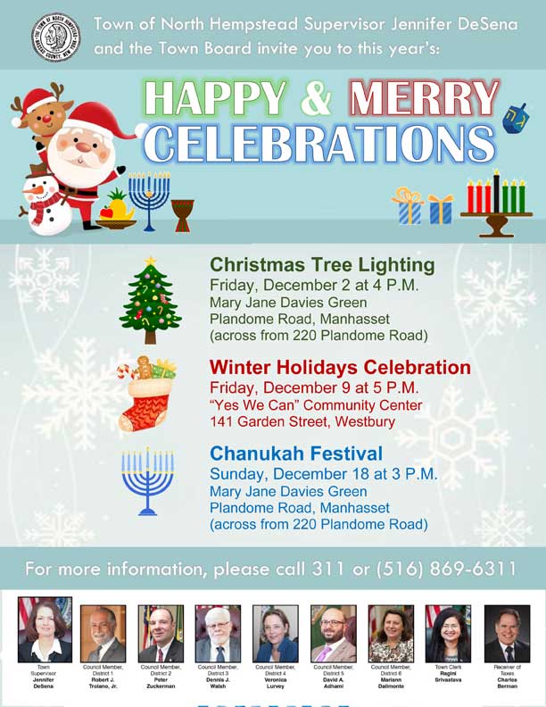 North Hempstead and Chabad of Manhasset to host Hanukkah festival and menorah lighting at Mary Jane Davies Green