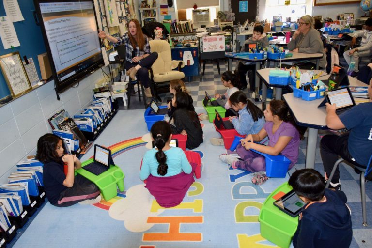 Floral Park’s John Lewis Childs School students practice punctuation with Pear Deck