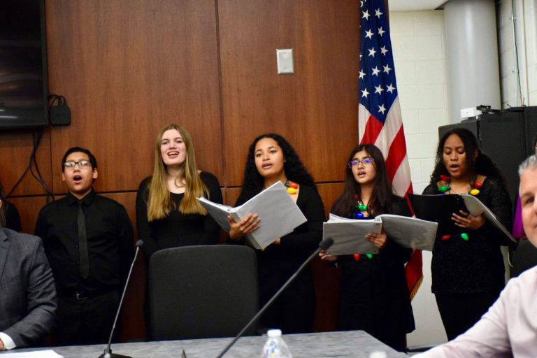 Sewanhaka district chorus students perform at December board of education meeting