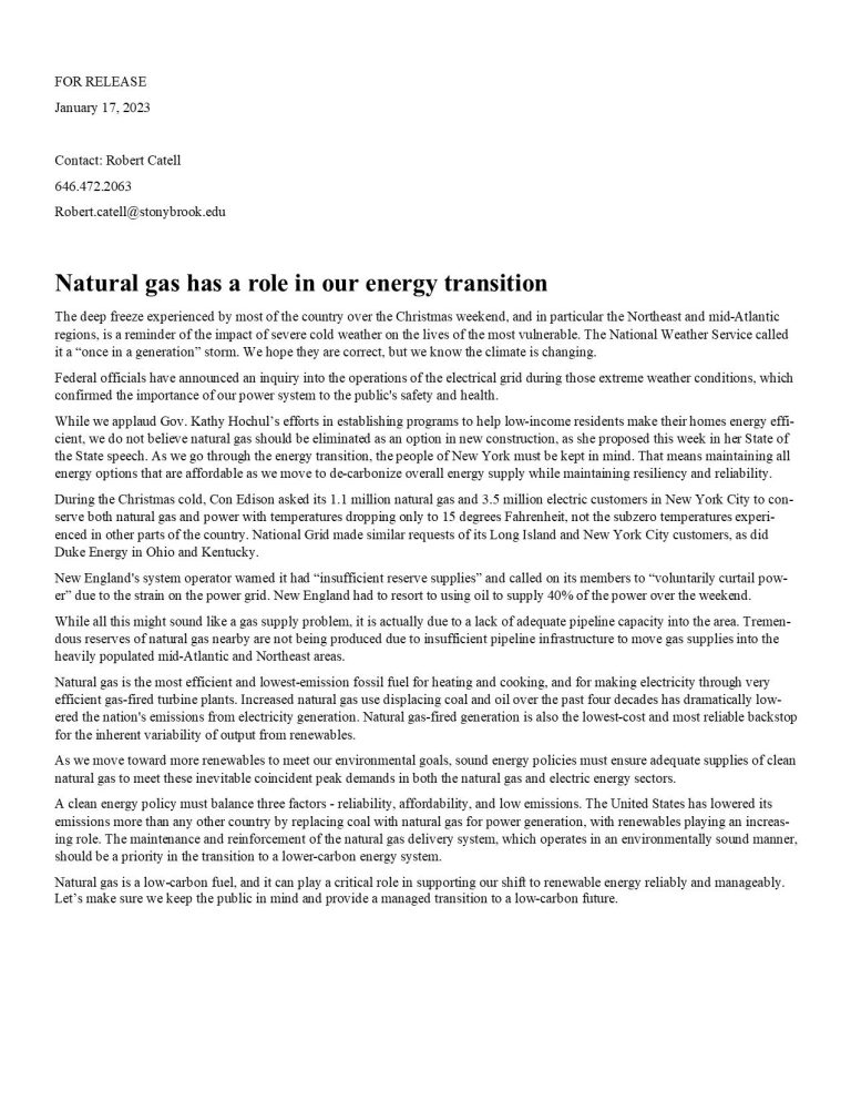 Readers Write: Natural gas has role in our energy transition Readers Write: Natural gas has role in our energy transition