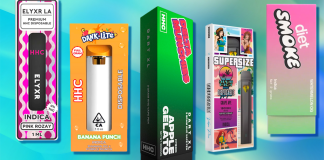 A row of the best HHC disposable carts