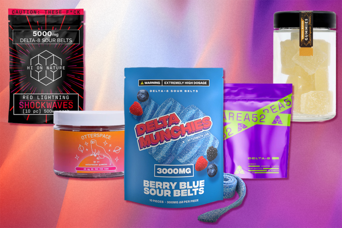 A row of the products for the Strongest Delta 8 Edibles