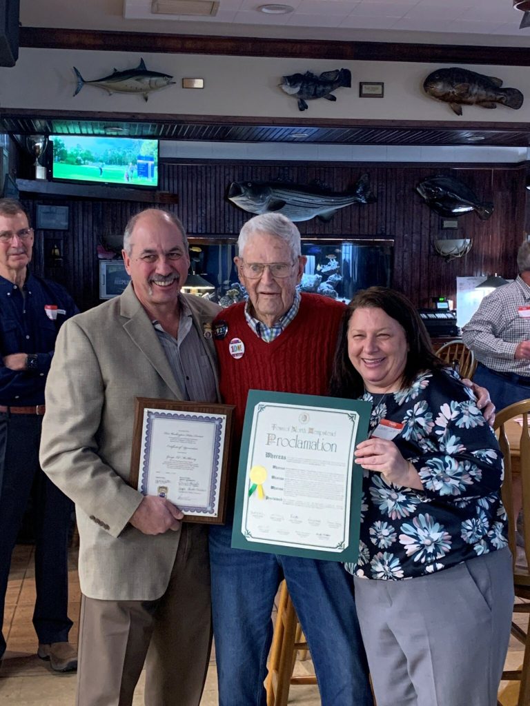 Council Member Dalimonte and Port Washington Chief DelMuro celebrate George Edward McIlhenny ’s 100th birthday