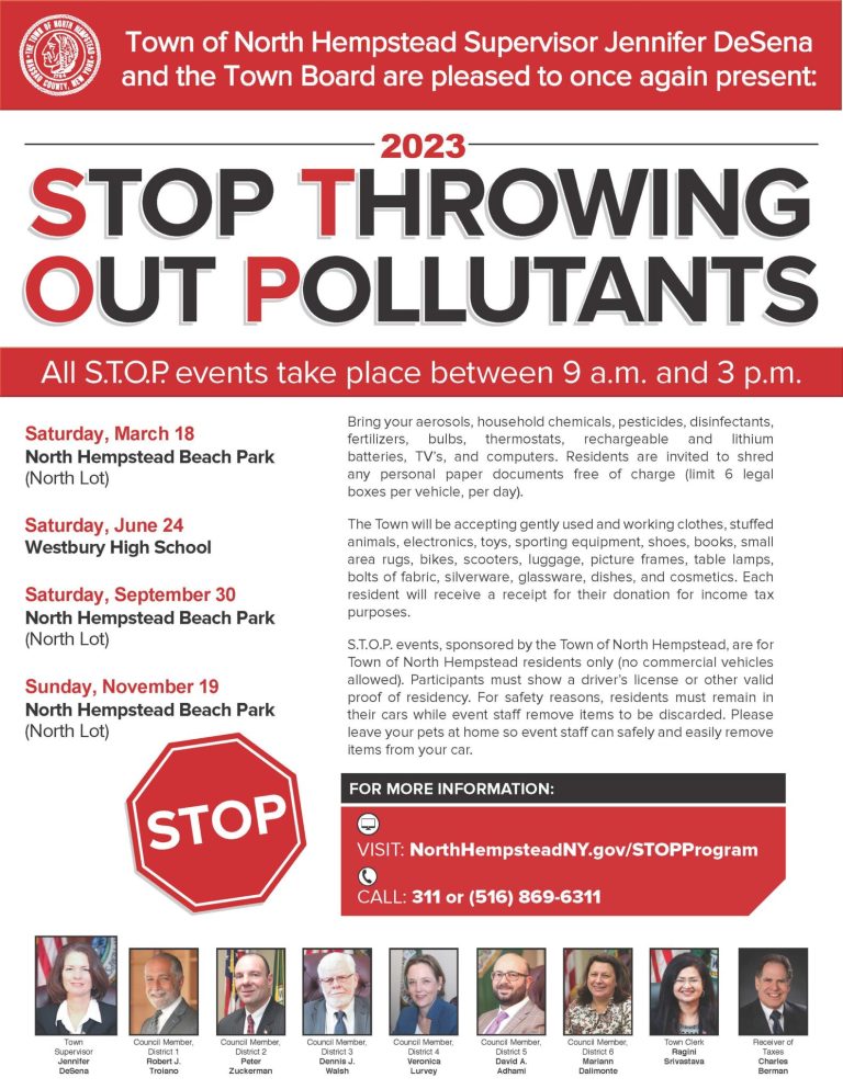 Town to host Stop Throwing Out Pollutants event at Westbury High School