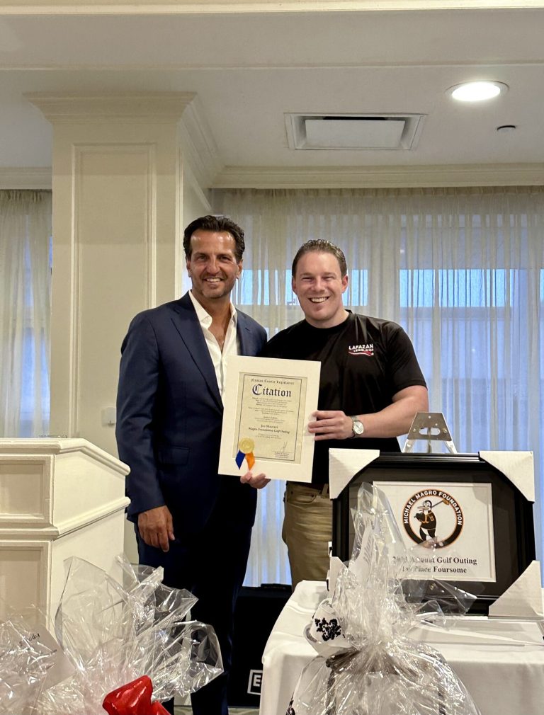 Legislator Lafazan recognizes Michael Magro Foundation Golf Outing honoree Joe Mauceri