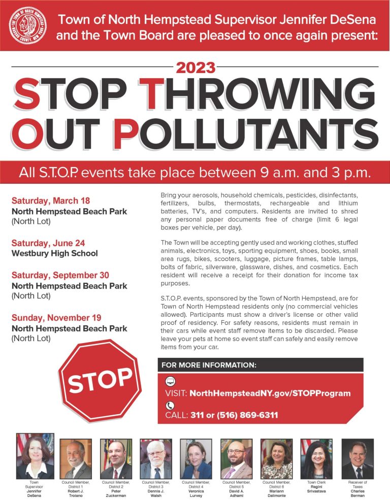 Town of to North Hempstead S.T.O.P. event September 30 Town of to North Hempstead S.T.O.P. event September 30
