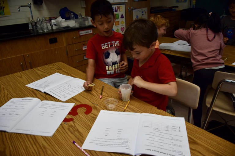 New Hyde Park-Garden City Park’s Manor Oaks School second graders experiment with beaks