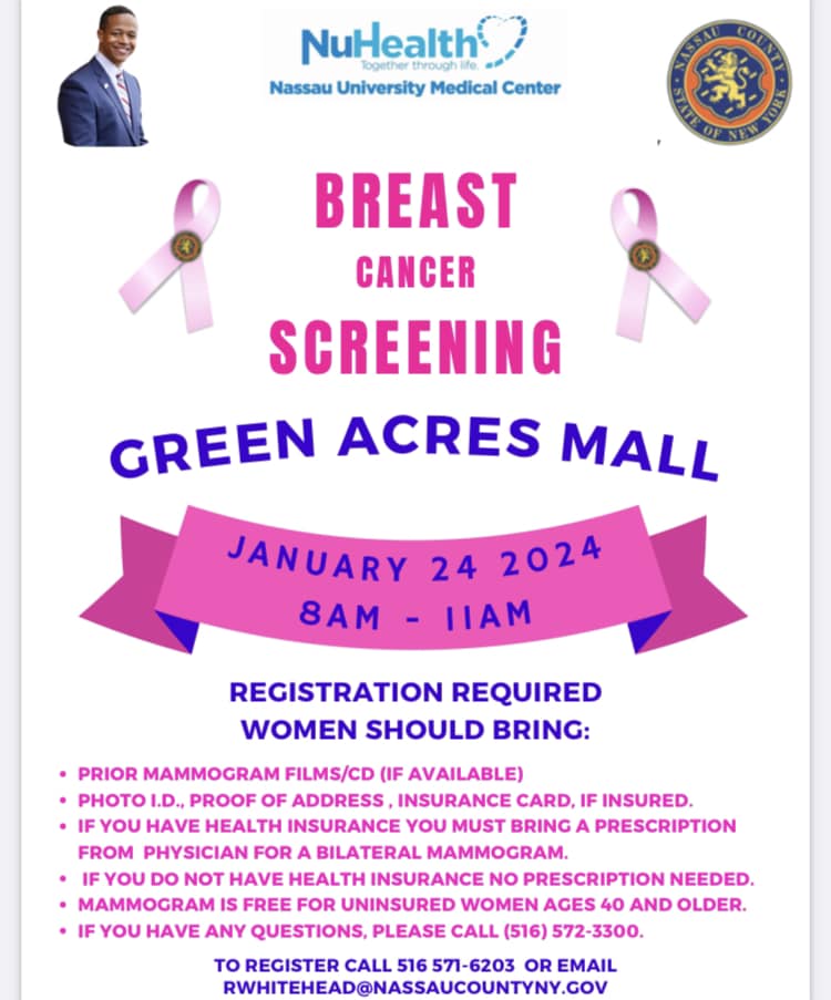 Legislator Carrié Solages partners with NuHealth to host breast cancer screenings at the Green Acres Mall