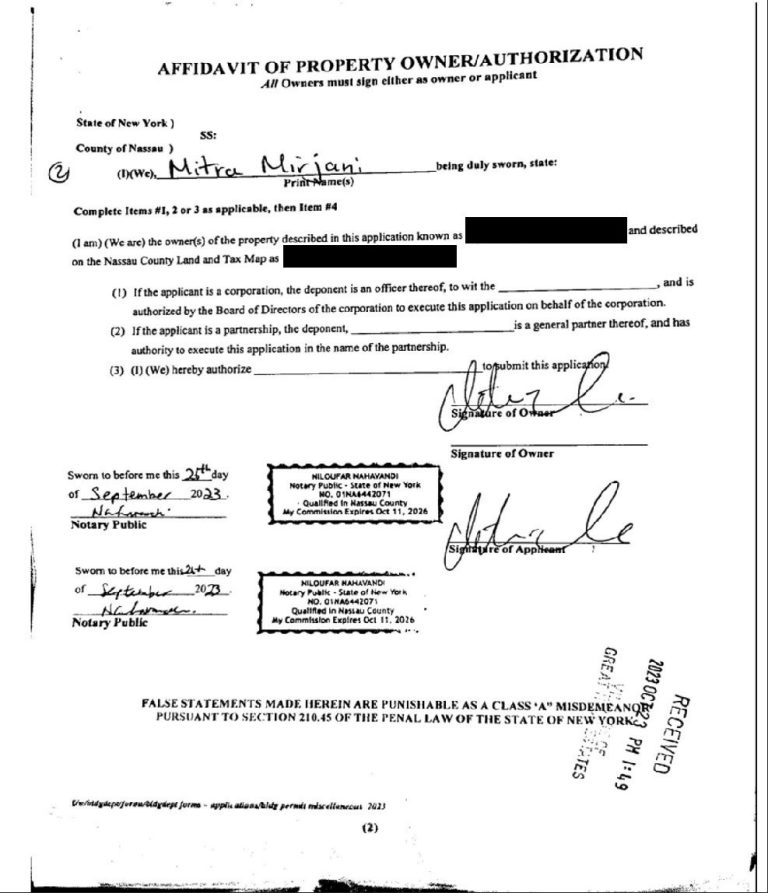 Town Councilmember David Adhami not listed as owner on building permit for Great Neck home Town Councilmember David Adhami not listed as owner on building permit for Great Neck home