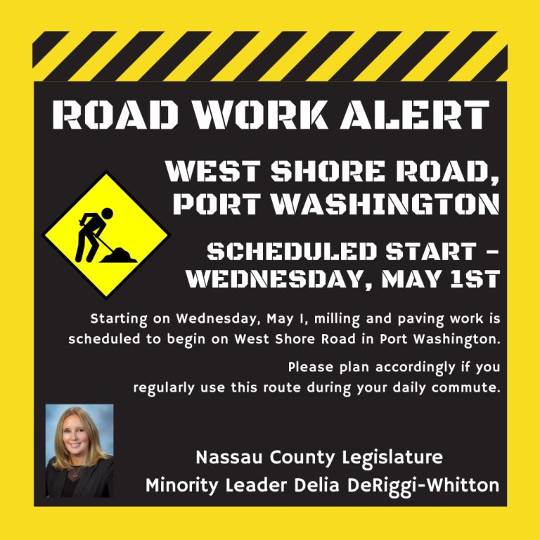 DeRiggi-Whitton announces upcoming improvements to West Shore Road in Port Washington