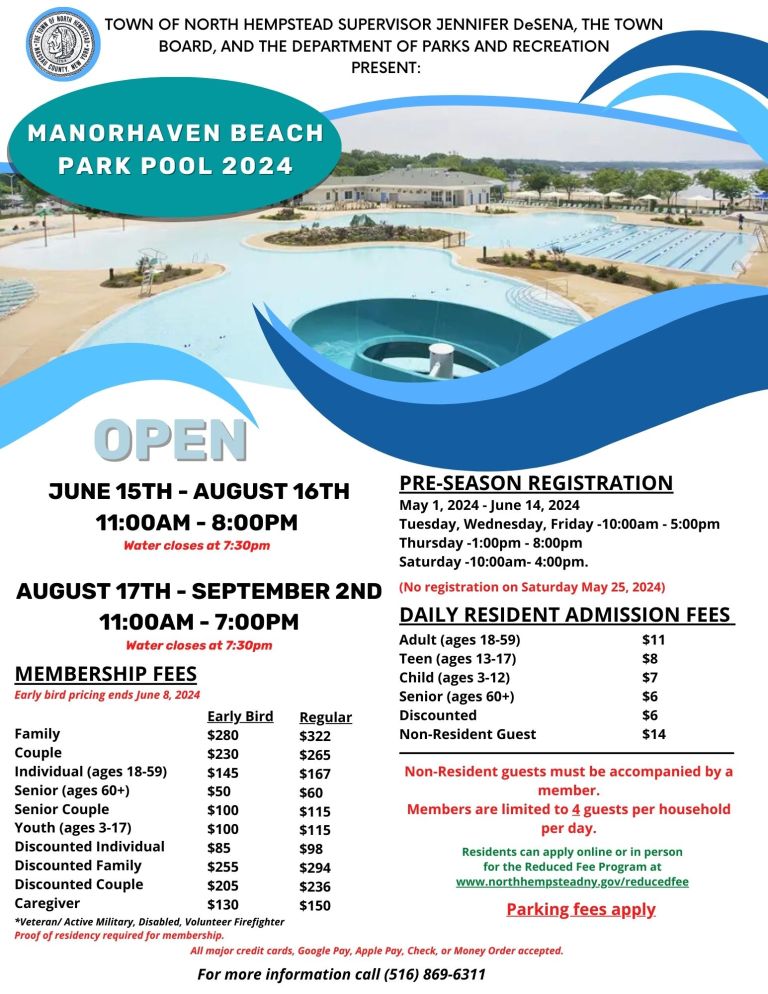 Manorhaven Beach Park pool opening for summer 2024