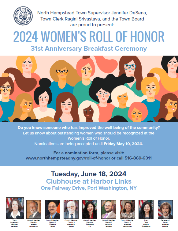 North Hempstead announces honorees for 2024 May W. Newburger Women’s Roll of Honor